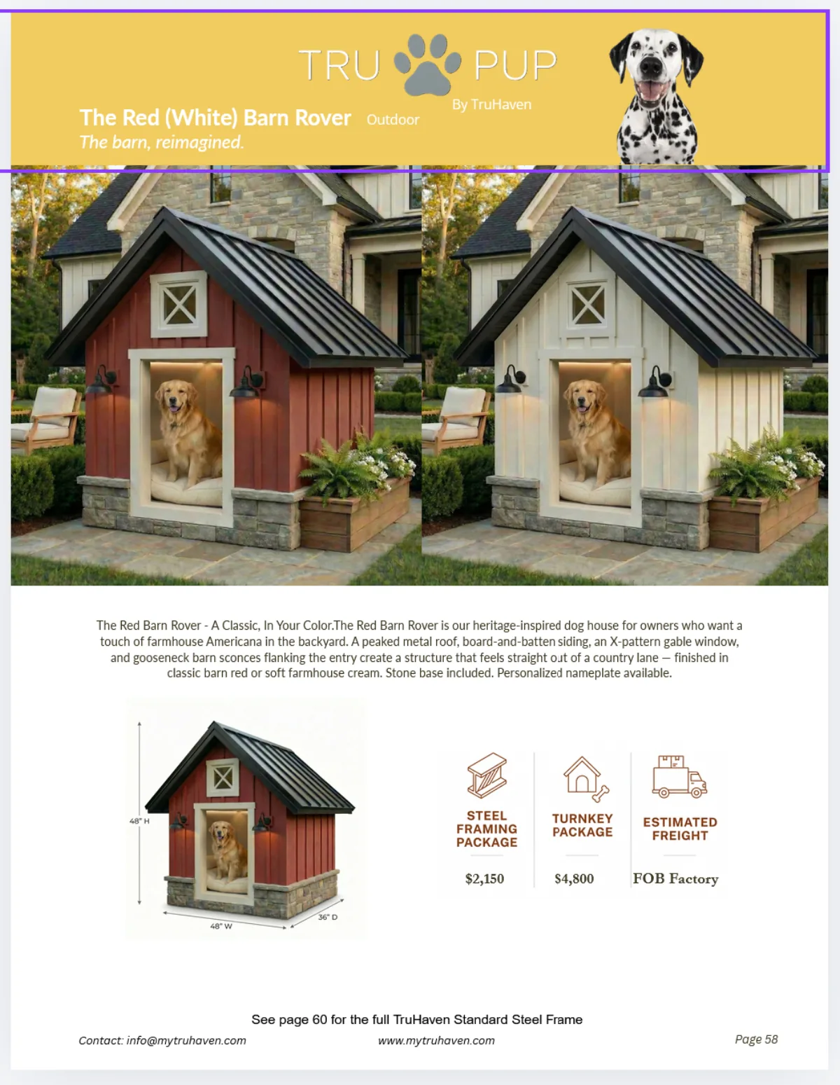 The Red (White) Barn Rover catalog page